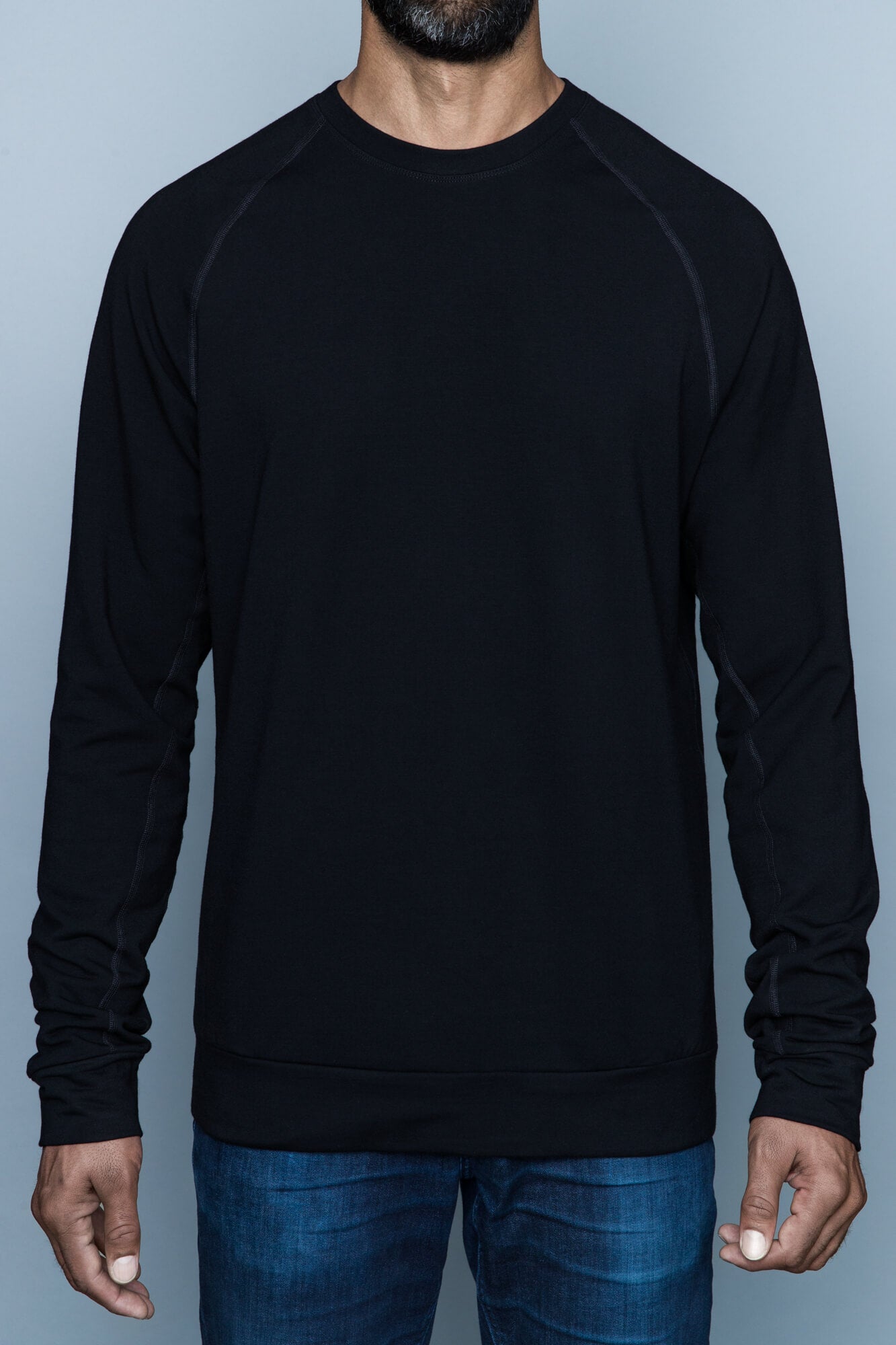 Tall Mens Wearing the Billy Tall Mens Sweatshirt in Black by Navas Lab Apparel