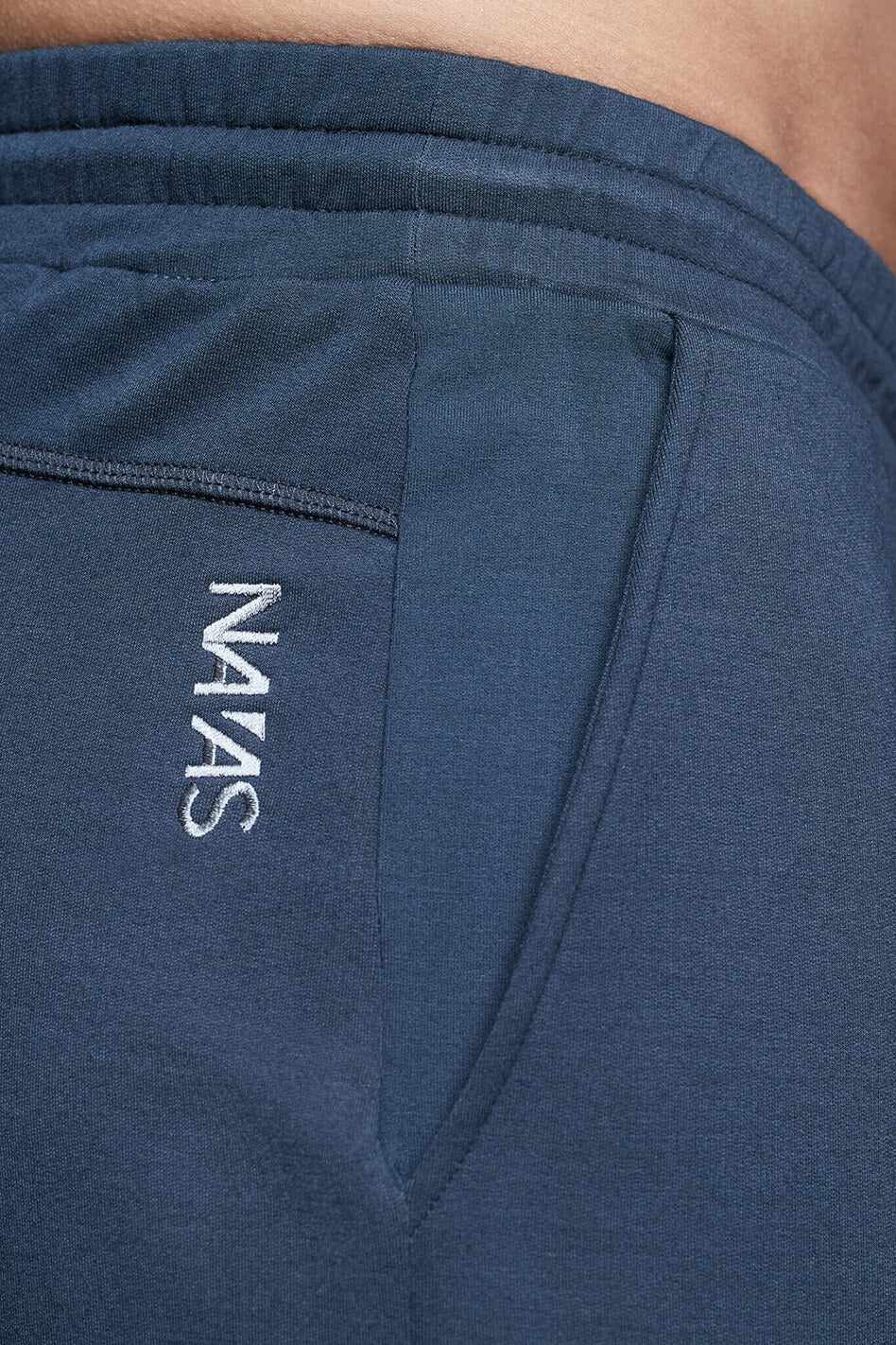 Mens tall sweatpants detail in grey by Navas Lab. The perfect mens tall joggers for tall guys looking for style and comfort.