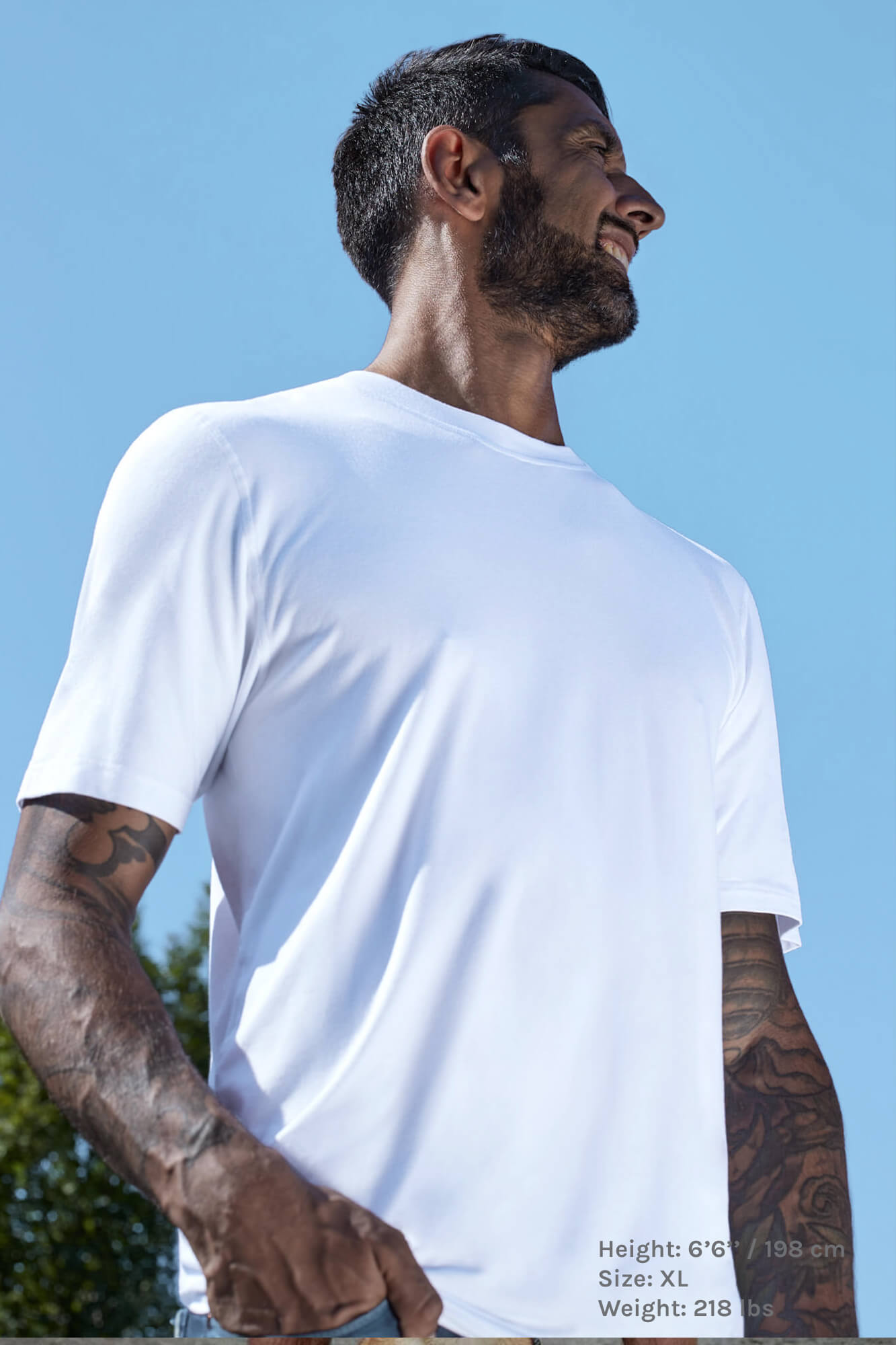 Tall white t shirts for tall mens by Navas Lab Apparel. Tall slim tees for tall skinny guys for everyday use.