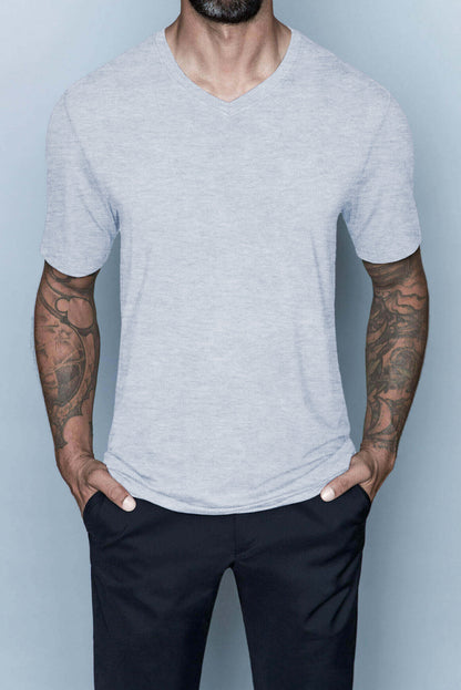 Drake Bamboe Katoen | Lang T-shirt met V-hals