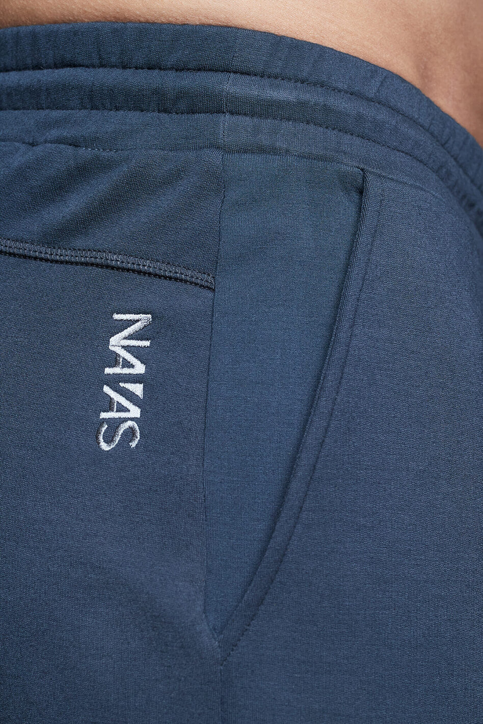 Mens tall sweatpants detail  in grey by Navas Lab. The perfect mens tall joggers for tall guys looking for style and comfort.