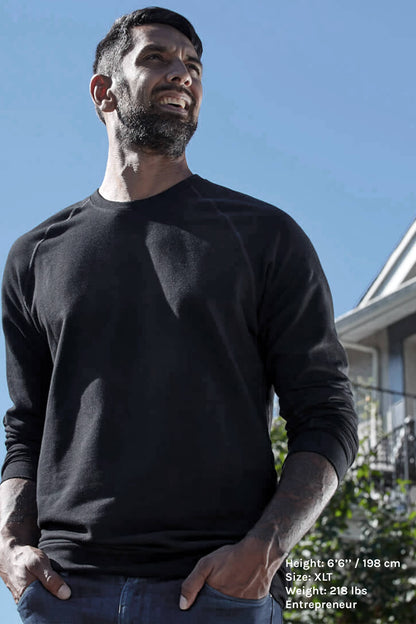 Tall Mens Wearing the Billy Tall Mens Sweatshirt in Black by Navas Lab Apparel