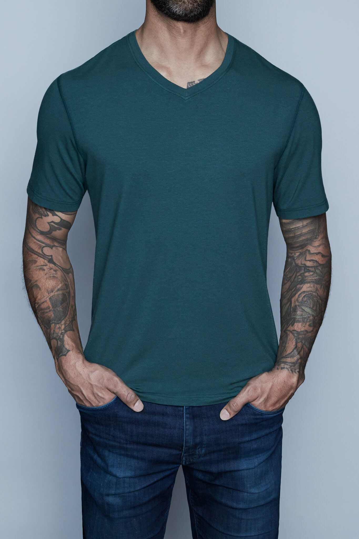Drake Bamboo Cotton V-Neck Tall Tee | Navas Lab Tall Men's Apparel
