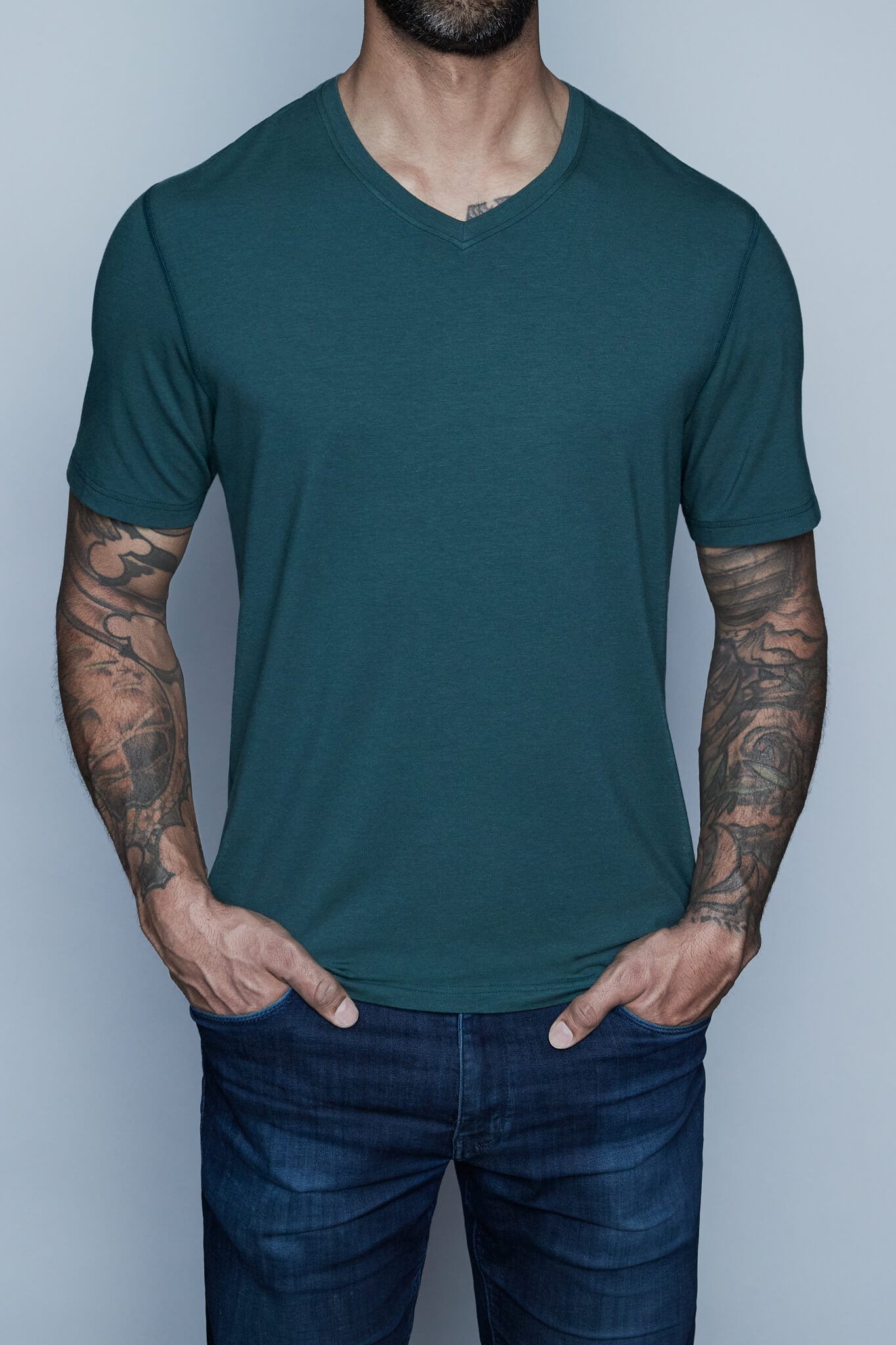tall v-neck t-shirts in green for tall mens by Navas Lab Apparel